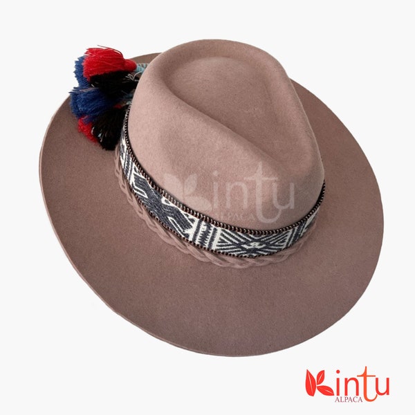 Chapeau andin, chapeau péruvien fait main, chapeau Iandin unisexe, chapeau Fedora, chapeau mixte en feutre et alpaga, chapeau, chapeau durable, casquette andine