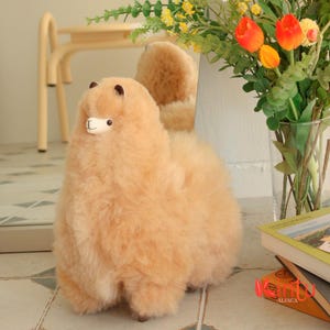 100% Real Alpaca Fur Plush – Handmade Peruvian Alpaca Stuffed Animal, Soft & Cuddly Alpaca Figure, Perfect Gift for All Ages