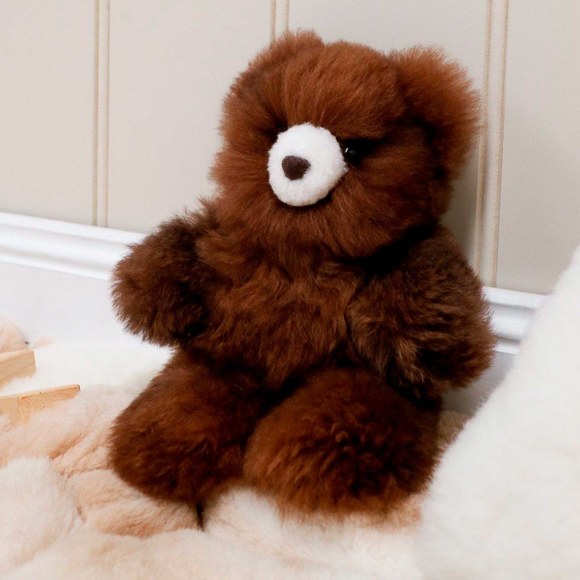 Black Alpaca Teddy Bear | Handmade Fluffy Plush Companion | Cusco