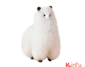 100% Real Alpaca Fur Plush – Handmade Peruvian Alpaca Stuffed Animal, Soft & Cuddly Alpaca Figure, Perfect Gift for All Ages