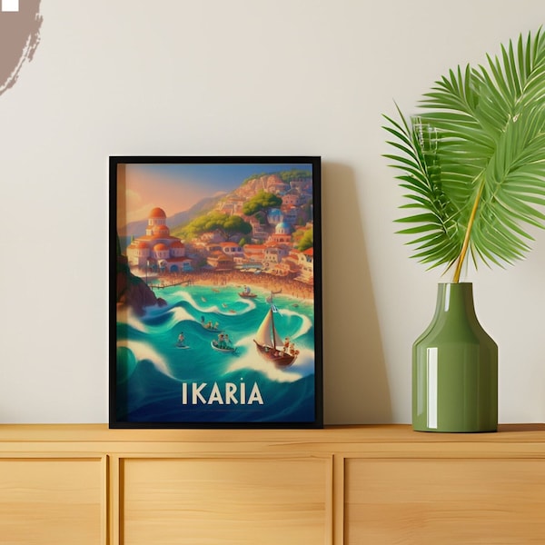 Ikaria island Print, Living Room Decor, Aesthetic Apartment Wall Art, Digital Download 1 Print, Traveling to Greece, Greek island gift