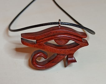 Eye of Horus Pendant, Eye of Horus, Amulet, gift, Egyptian Eye, Wadjet, Wooden Eye of Horus, Amaranth, 00306