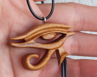 Eye of Horus Pendant, Eye of Horus, Amulet, gift, Egyptian Eye, Wadjet, Wooden Eye of Horus, Teak, 00306