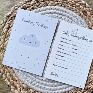 Baby shower invulkaartjes Maan - Nederlands