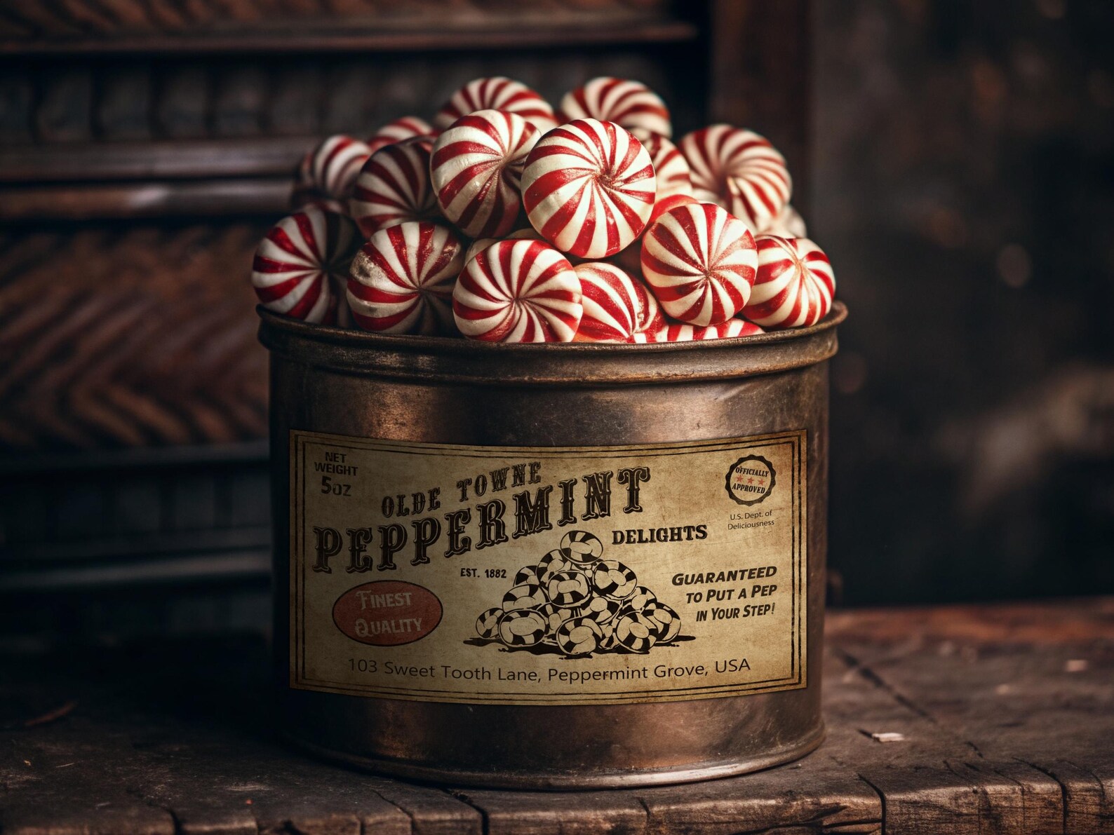 Vintage Peppermint Labels PNG Bundle, Printable Rustic Candy Jar ...