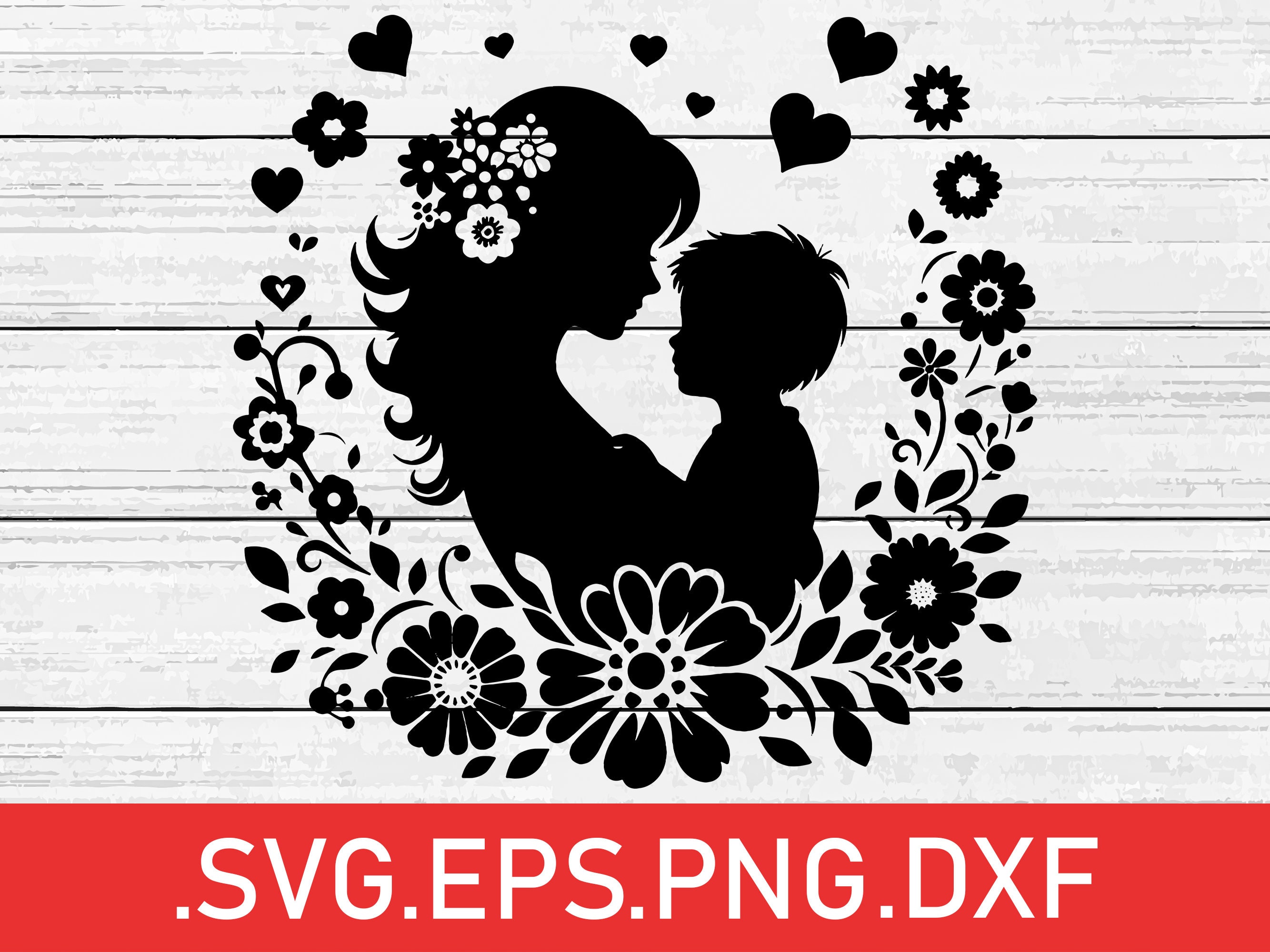 Boy Nursery Stencil, Mother Son SVG, Mother and Son Silhouette, Mother's Day Printable Vector ...