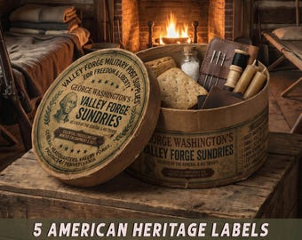 George Washington Valley Forge Vintage Labels, Printable Colonial Decor, Rustic Hang Tags, Americana Gift