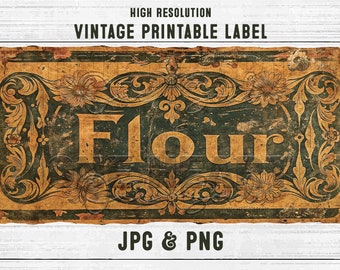 Vintage Flour Label Printable: Victorian Kitchen Jar Tag (Digital Download)