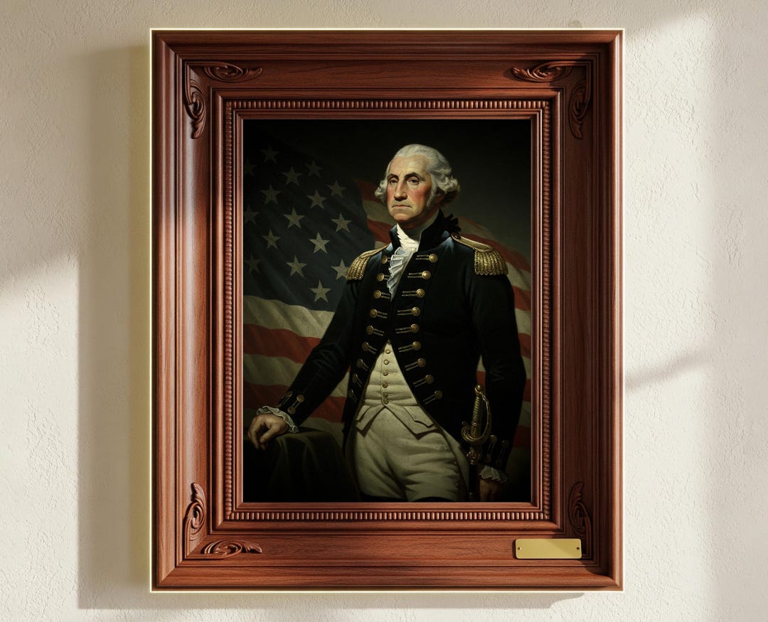 George Washington Portrait Printable Wall Art, American Flag Oil ...