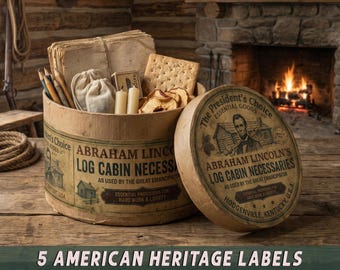Abraham Lincoln Vintage Printable Labels, Patriotic Primitive Craft, American President Decor, Rustic DIY Gift