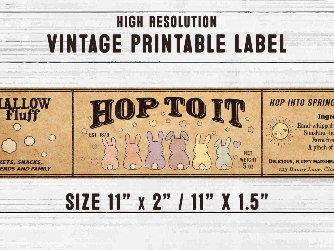Vintage Easter Bunny Candy Jar Label: Printable Spring Decor Stickers ...