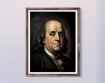 Benjamin Franklin Vintage Portrait: Founding Father Patriotic Wall Art (Digital Download)