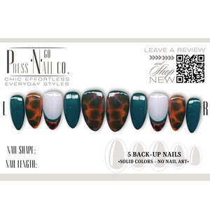 15 Piece Rich Tortoise Shell Press-On Nail Set with Mix & Match Accent Nails in Sheer White and Green