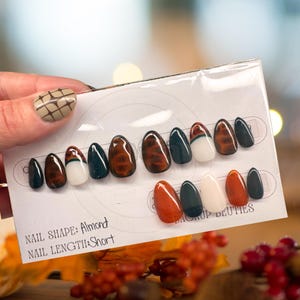 15 Piece Forest Green Tortoise Shell Luxury Press-On Nails, Reusable Handmade Gel Nails, Salon Quality Pressons, Custom Fake Nail Set