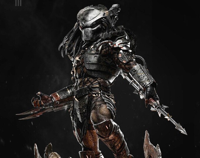 PREDATOR Bust, Fan Art Hand Painted Metallic Alien Predator Statue, 3D ...
