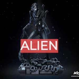 Alien Warrior 3D Figure – Grey Resin – 20 Cm – Fan Art Xenomorph