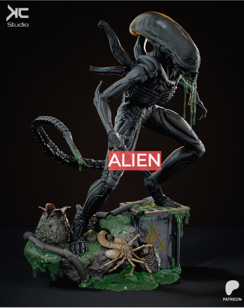 Alien Xenomorph Figure Fanart - Professional 3D Print 12k Resin - High ...