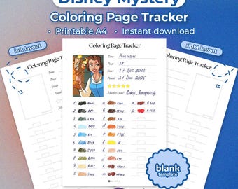 Coloring Page Tracker Printable PDF for Disney Mystery| Coloring Code Organizer | Track Each Page | Instant Download