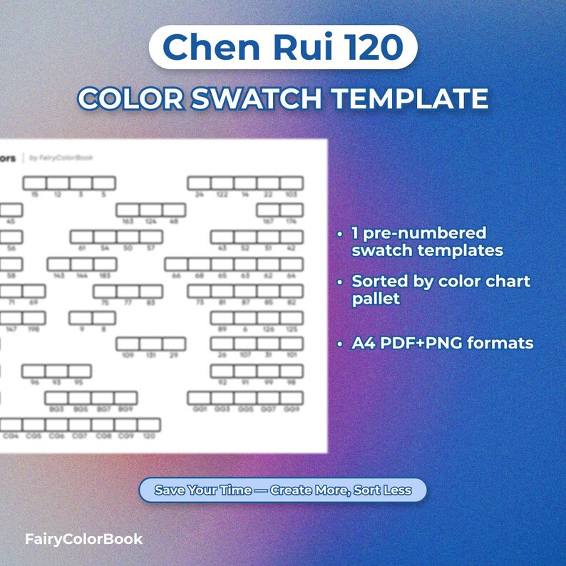 Chen Rui 120 Color Chart,chromatic Swatch Template Printable PDF, Pre ...