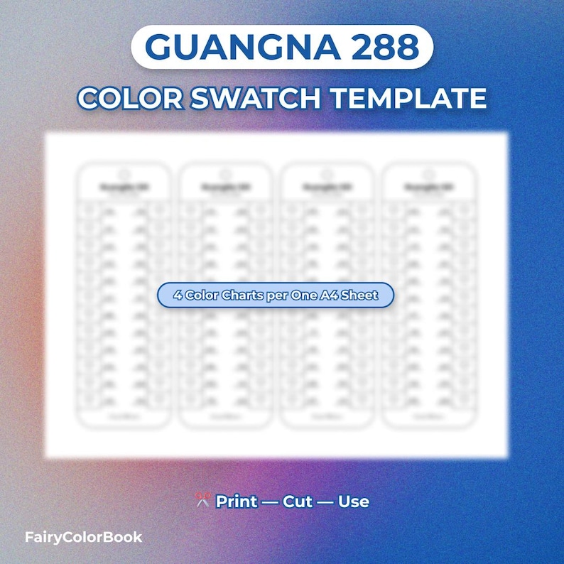 Guangna 288 Acrylic Marker Color Chart | Printable Swatch Template (PDF ...
