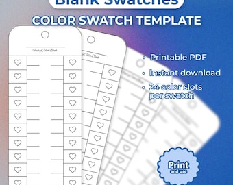 Blank Color Swatch Template , Printable PDF, Acrylic Marker Color Chart, Color Swatches Sheet, Artist Tool, Instant Download