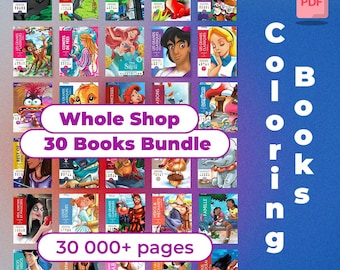 Set von 30 Digitale Mystery Malbücher - Disney Malbücher - Whole Shop Pack - 30000 Seiten - Malen nach Zahlen