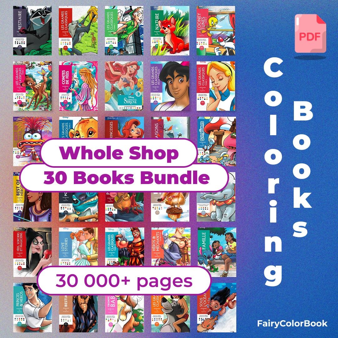 Set of 30 Disney Digital Mystery Coloring Books - Coloriage Books - Whole Shop Pack - 3000