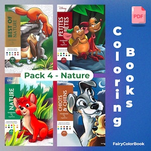 May include: A pack of four Disney coloring books featuring various animal characters. The covers display illustrations of a fox, a hound dog, mice, and other animals. The text "Pack 4 - Nature" is visible.