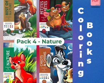 Set of 4 Disney Mystery Coloring Books - Disney Coloring Books - Coloring book pack - 4 PDF Books 100 Pages - Digital coloring