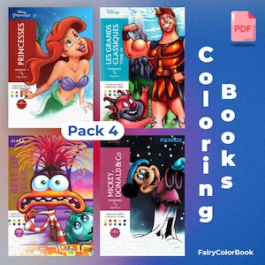 4er Set Digitale Mystery Malbücher - Disney Malbücher - Malbücher - 4 PDF Bücher 100 Seiten