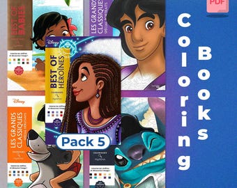 Disney Mystery Coloring Books – 5 PDF Digital Books, 500+ Pages (Digital Download)