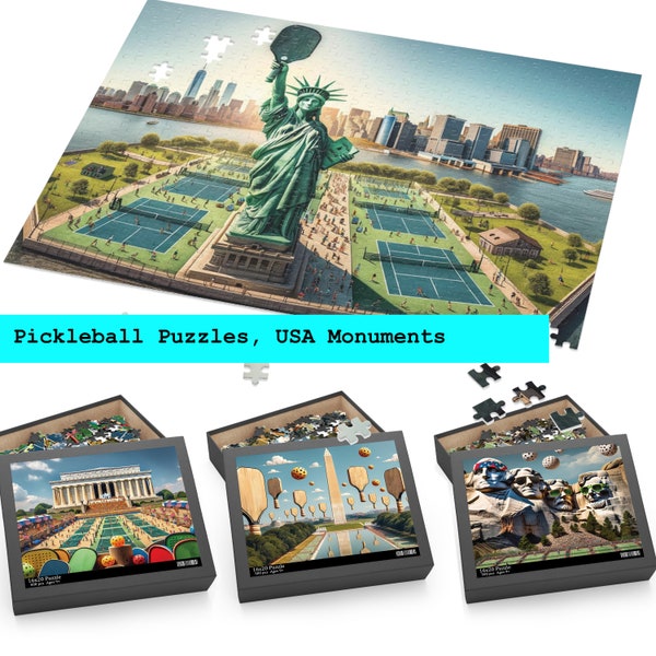 Pickleball Puzzle USA Monument. (120, 252, 500-Piece), pickleball enthusiast gift,  unique gift, family time gift