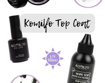 Komilfo Top Coat Matte Expert - Capa superior de goma sin necesidad de limpieza con filtros UV (8 ml, 15 ml, 30 ml, 50 ml y 100 ml)