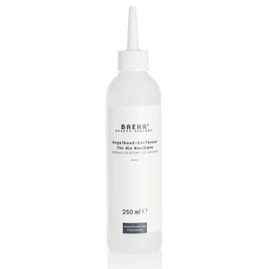 Könnte beinhalten: Eine weiße Flasche Nagelhautentferner von BAEHR Beauty Concept. Die Flasche hat einen langen, spitzen Applikator und enthält 250 ml Produkt. Das Etikett enthält deutschen Text und den Satz "unverkaufliche Praxisware."