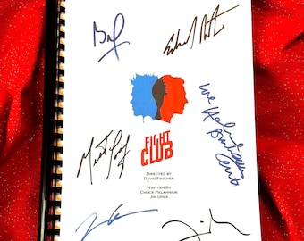 Guión de película firmado de EL CLUB DE LA LUCHA, regalo de cumpleaños, regalo de película, guión de película, guión, autógrafos, cine, películas, película, película, Brad Pitt