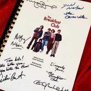 EL CLUB DE LOS DESAYUNOS Guion de película firmado, regalo de película, regalo de cumpleaños, regalo de película, guion de película, regalo de película, películas, años 80, Brat Pack, Brats