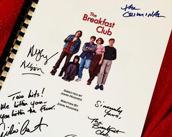 THE BREAKFAST CLUB Signed Movie Script, Movie Present, Birthday Gift, Movie Gift, Film Script, Film Present, Movies, 80's, Brat Pack, Brats