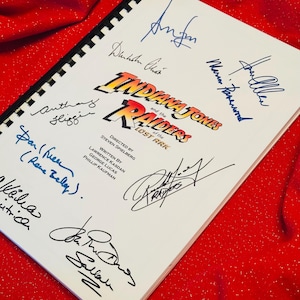 I, JONES Raiders, signiertes Drehbuch, Geburtstagsgeschenk, Filmgeschenk, Drehbuch, Drehbuch, Autogramme, Harrison Ford