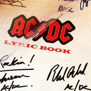 AC, DC, Signed Lyric Book, Birthday Gift, Movie Gift, Songs, Rock, ACDC ...