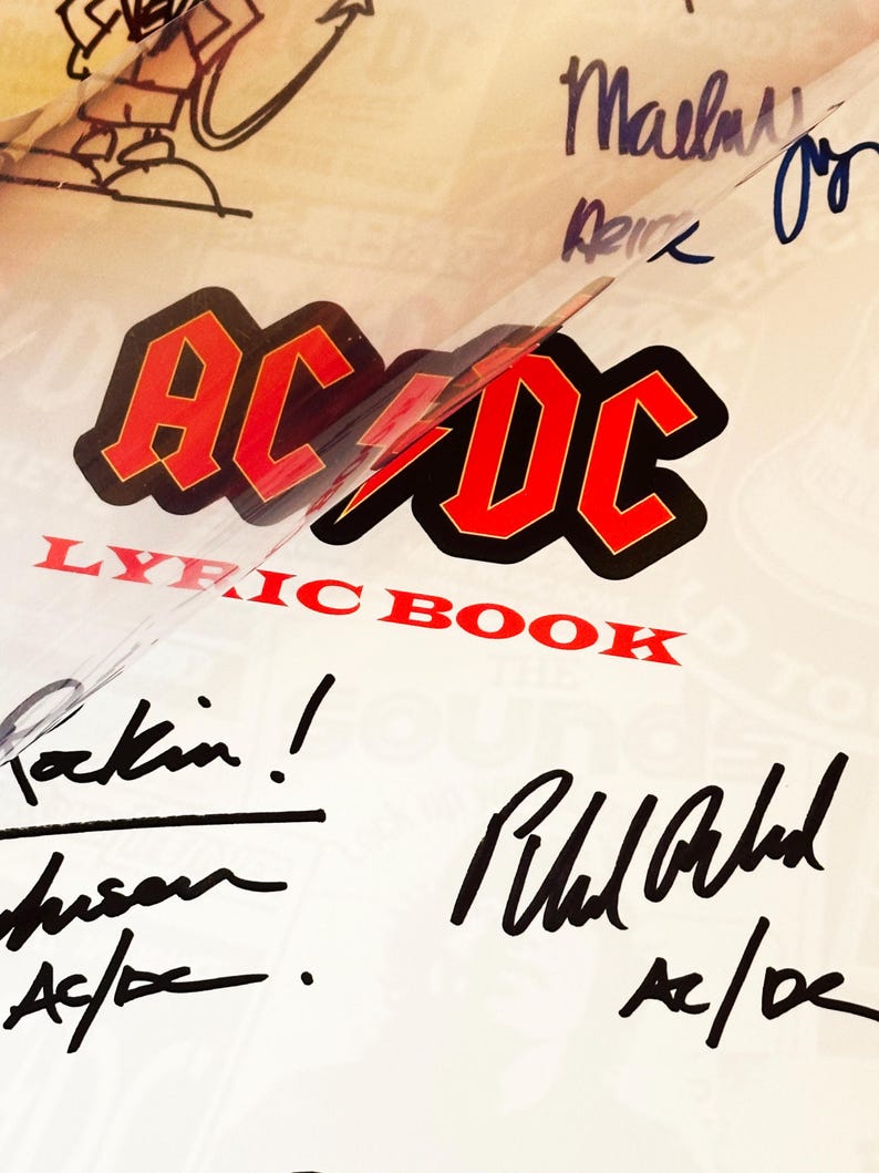 AC, DC, Signed Lyric Book, Birthday Gift, Movie Gift, Songs, Rock, ACDC ...