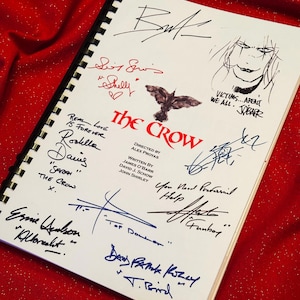 EL CUERVO Guión, Regalo, Regalo de Cumpleaños, Regalo de Película, Guión de Película, Guion, Autografiado, Firmas del Elenco Impresas