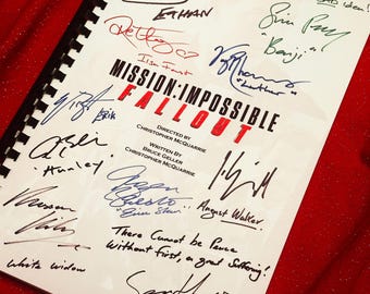 MISSION, IMPOSSIBLE, FALLOUT, Movie Script, Birthday Gift, Movie Gift, Film Script, Screenplay, Autographs, Printed Replicas. Cruise