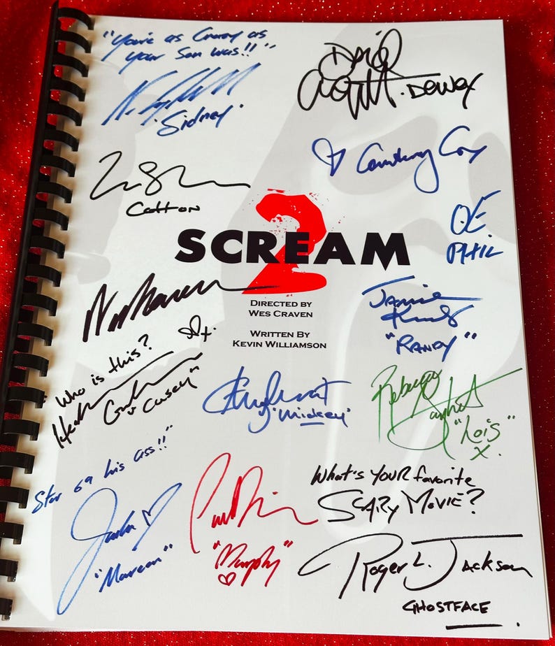 SCREAM MOVIE SCRIPTS Collection, Parts 1 & 2, Quality Printed Cast ...