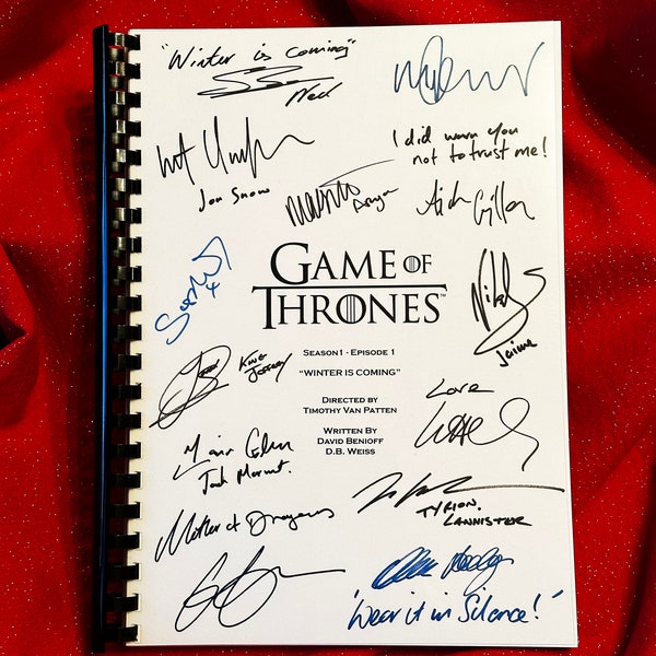 GAME OF THRONES Signed Script, Birthday Gift, Movie Gift, Film, Screenplay, Stark, Jon Snow, Present, Cinema