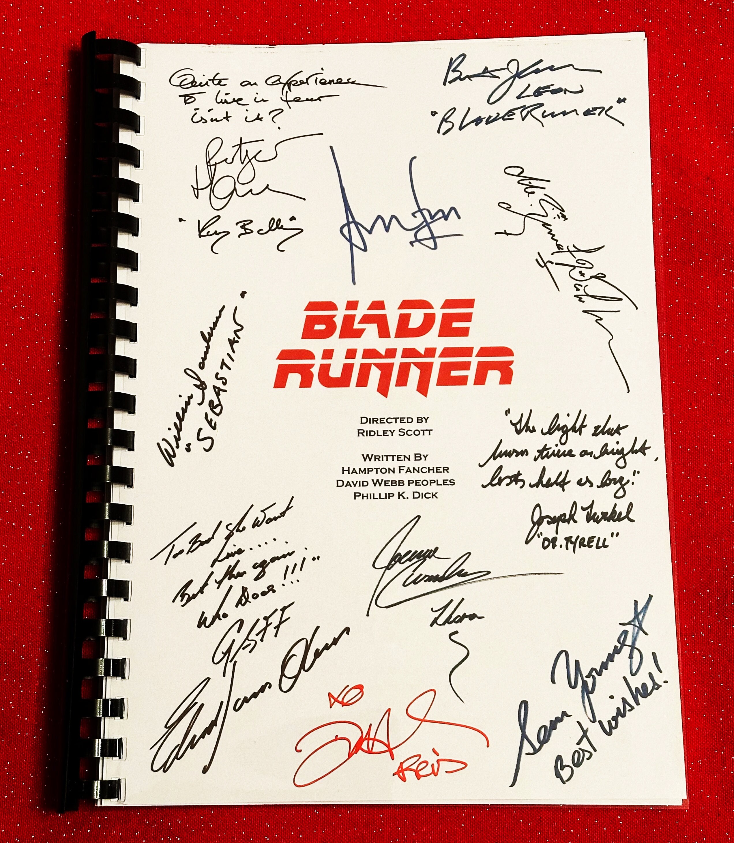 BLADE RUNNER Signed Movie Script, Birthday Gift, Movie Gift, Film ...