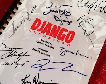 Guion de DJANGO, autógrafos del reparto impresos de alta calidad, regalo de película, regalo de cumpleaños, regalo cinematográfico, guion de película, guion cinematográfico, firmado