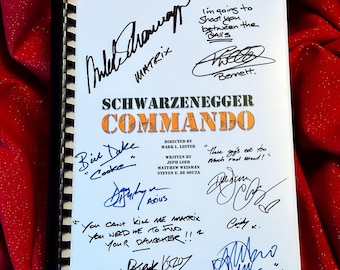 Guión de película firmado COMMANDO, regalo de cumpleaños, regalo de película, guión de película, Schwarzenegger, guión, Navidad, años 80