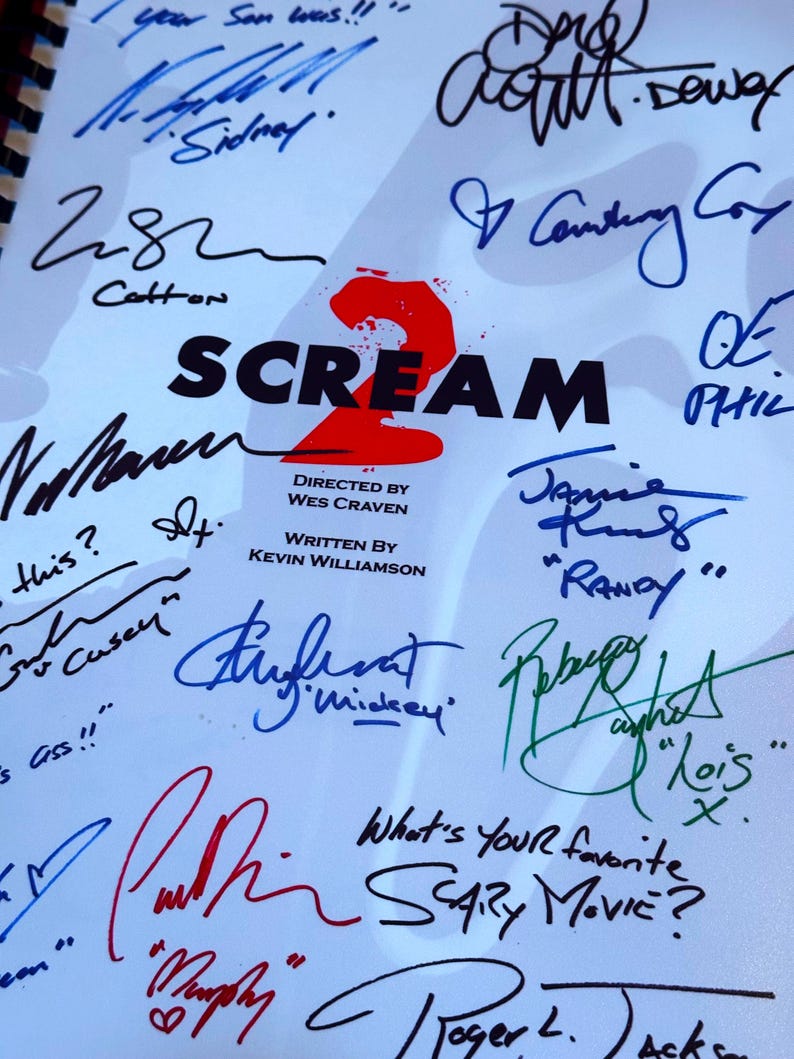SCREAM 2 Script, High Quality Printed Cast Autographs, Movie Present ...