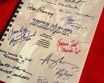 HIGHLANDER Movie Script, High Quality Printed Cast Signatures, Birthday Gift, Movie Gift, Film Screenplay,
