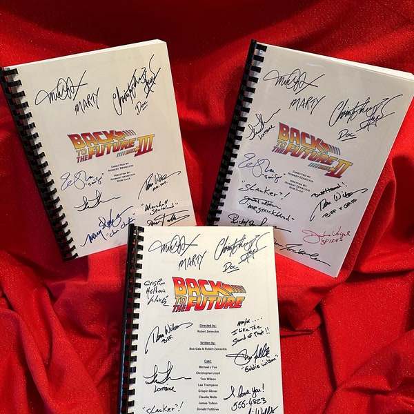 Back To The Future Parts 1, 2 & 3 Signed Movie Scripts, Birthday Gift, Movie Gift Film Script, Film Present, Screenplay